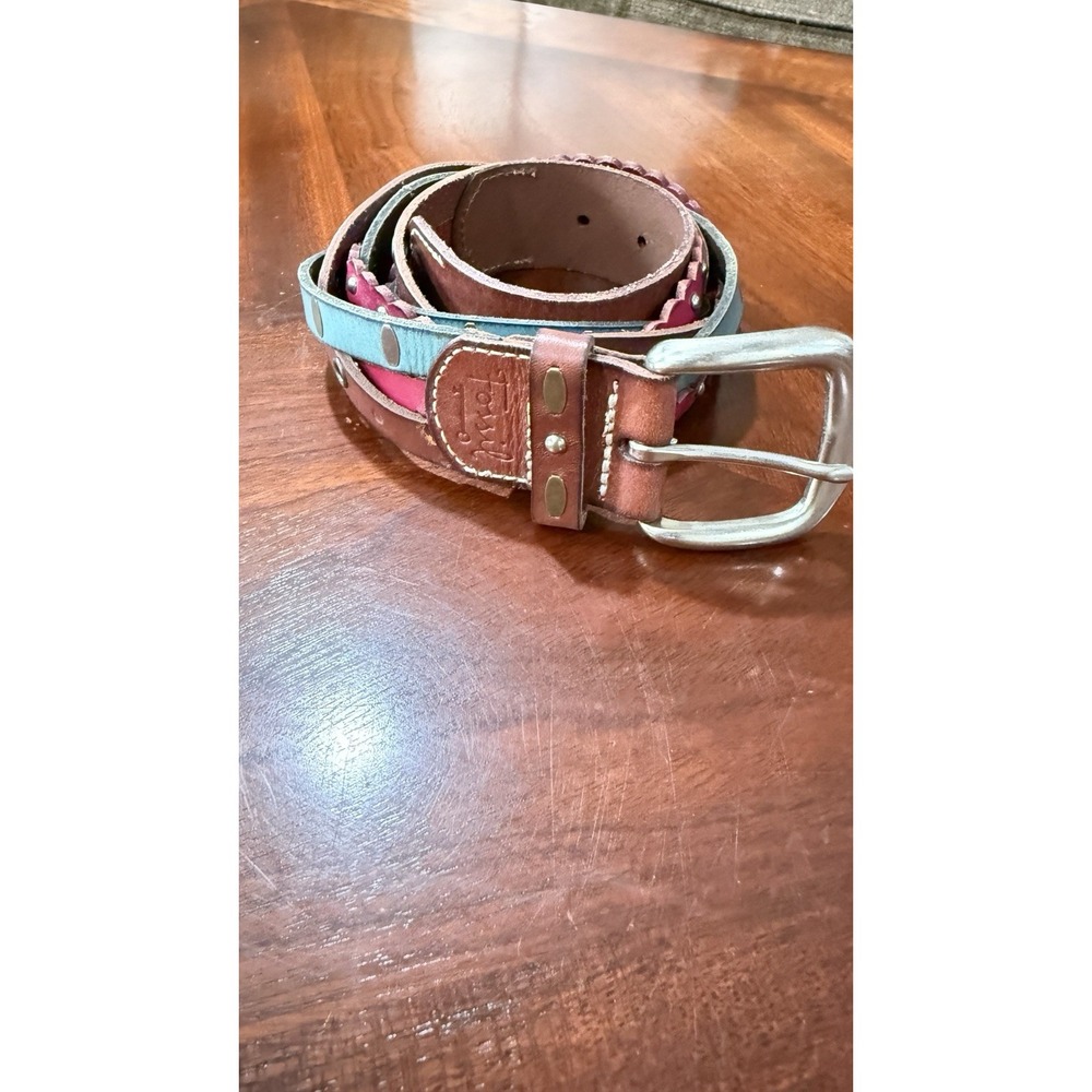 Fossil Multicolor Leather Belt Studded Scallop Western Boho Womens - Picture 9 of 9